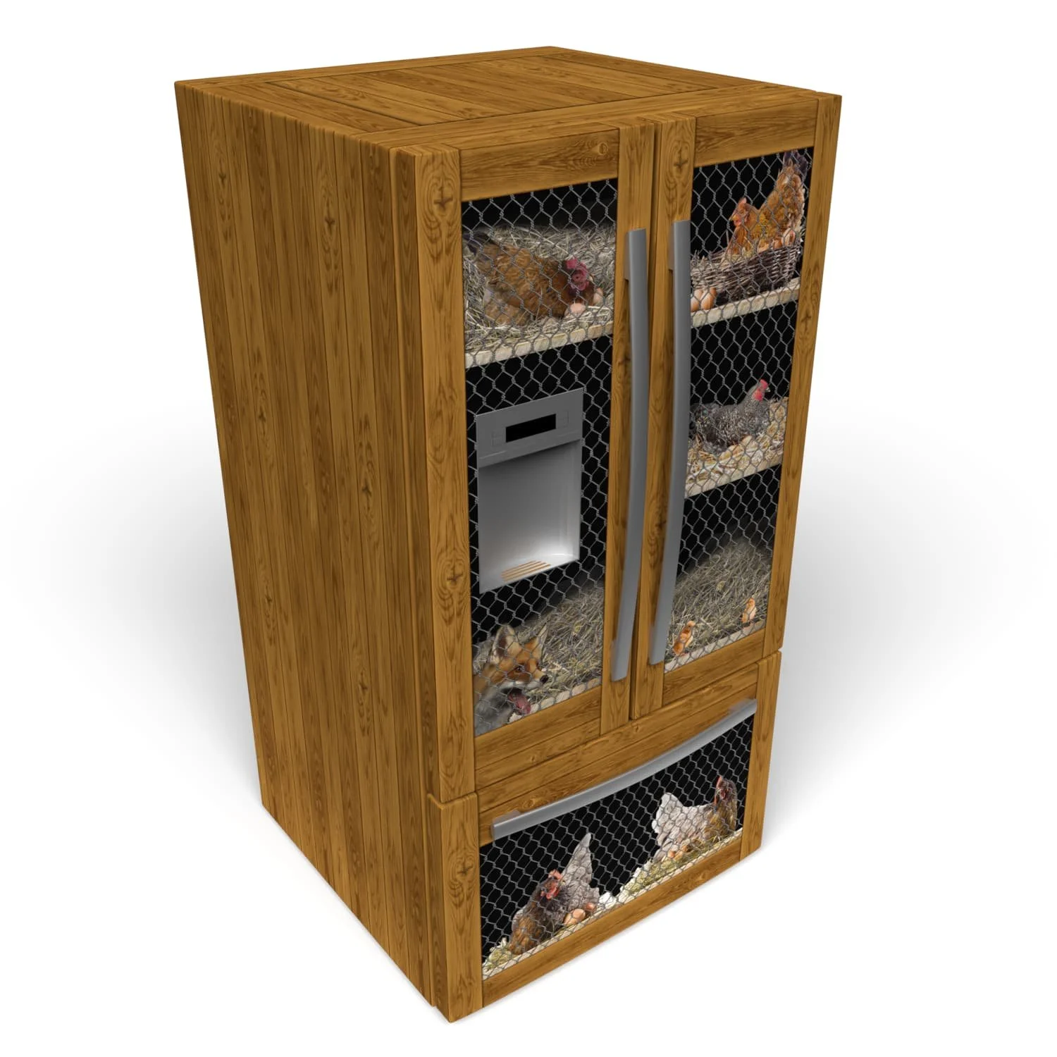 Pine Chicken Coop Rustic Refrigerator Wrap